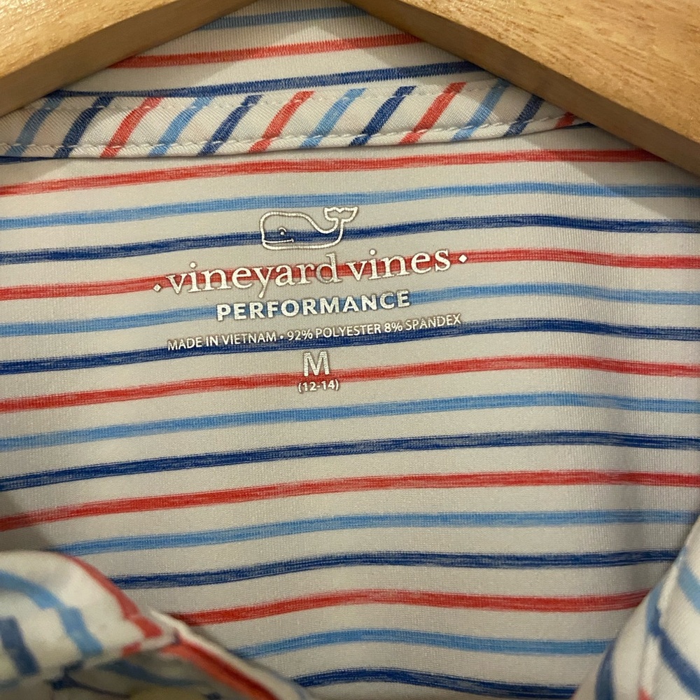 Vineyard Vines Boys Performance Stretch Striped Polo | Size M - Picture 4 of 4